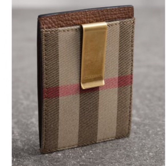 Burberry House Check and Leather Money Clip Card Case - Picture 10 of 14
